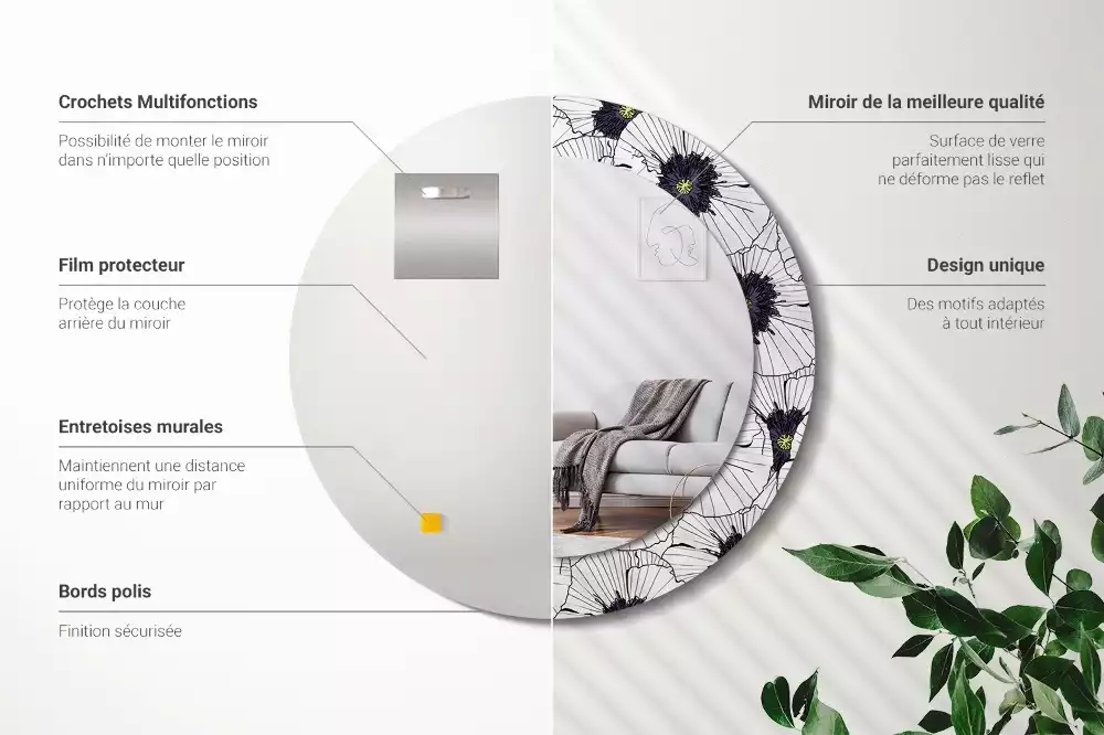 Espelho redondo decorativo Arranjo floral