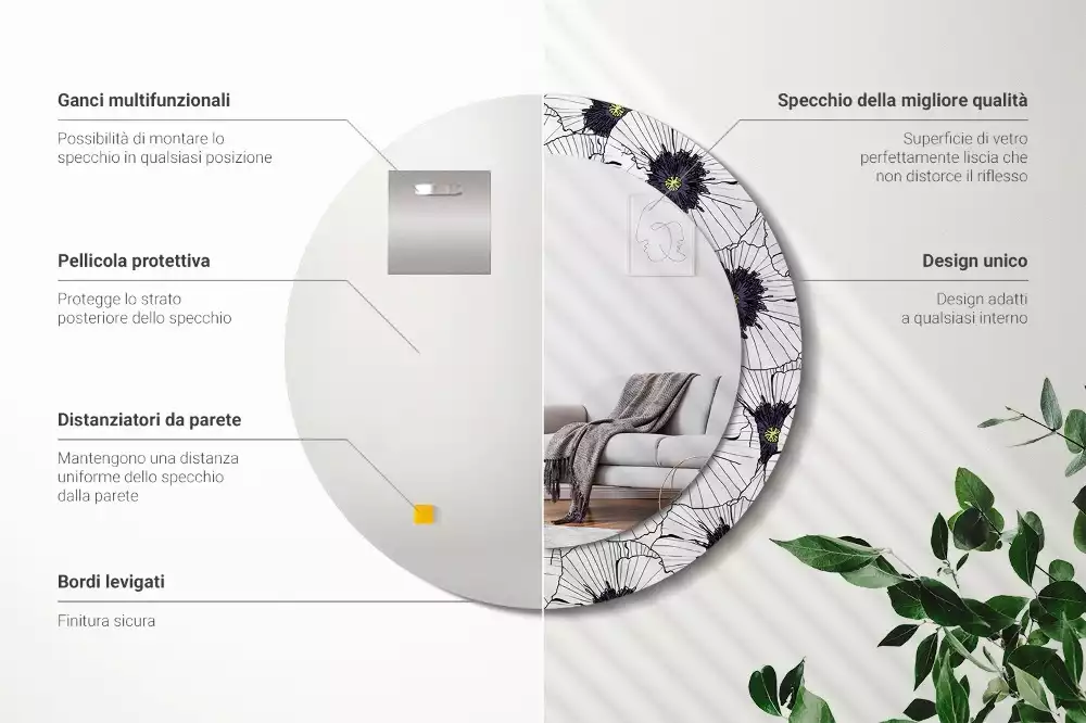 Espelho redondo decorativo Arranjo floral