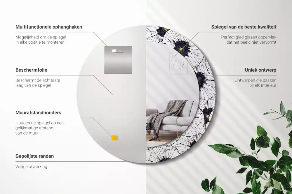 Espelho redondo decorativo Arranjo floral