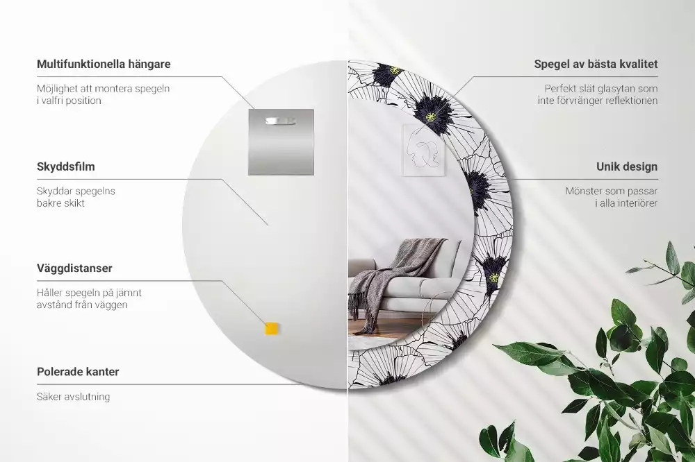 Espelho redondo decorativo Arranjo floral