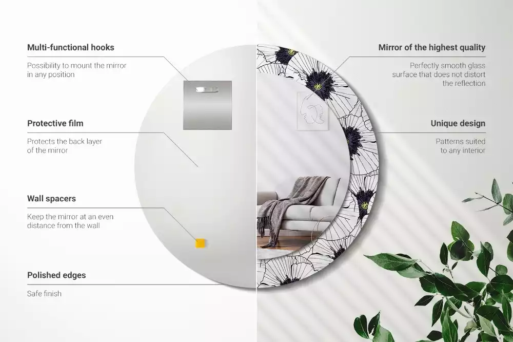 Espelho redondo decorativo Arranjo floral