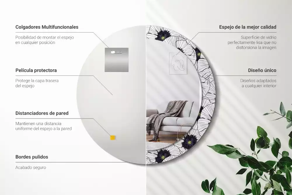 Espelho redondo decorativo Arranjo floral