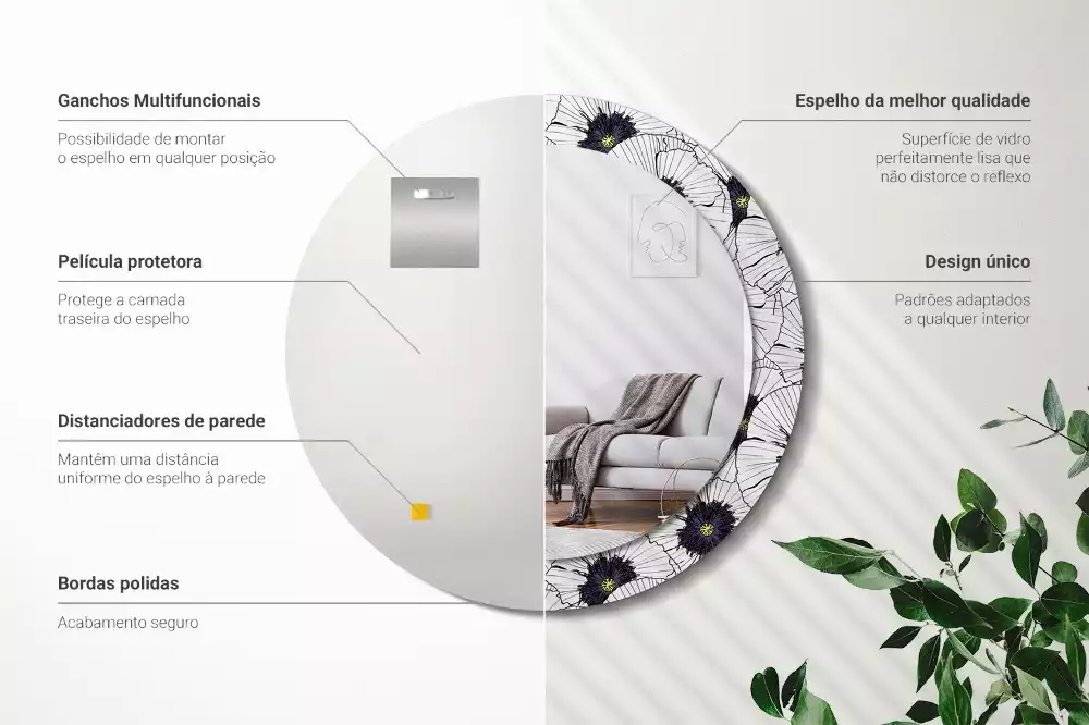 Espelho redondo decorativo Arranjo floral