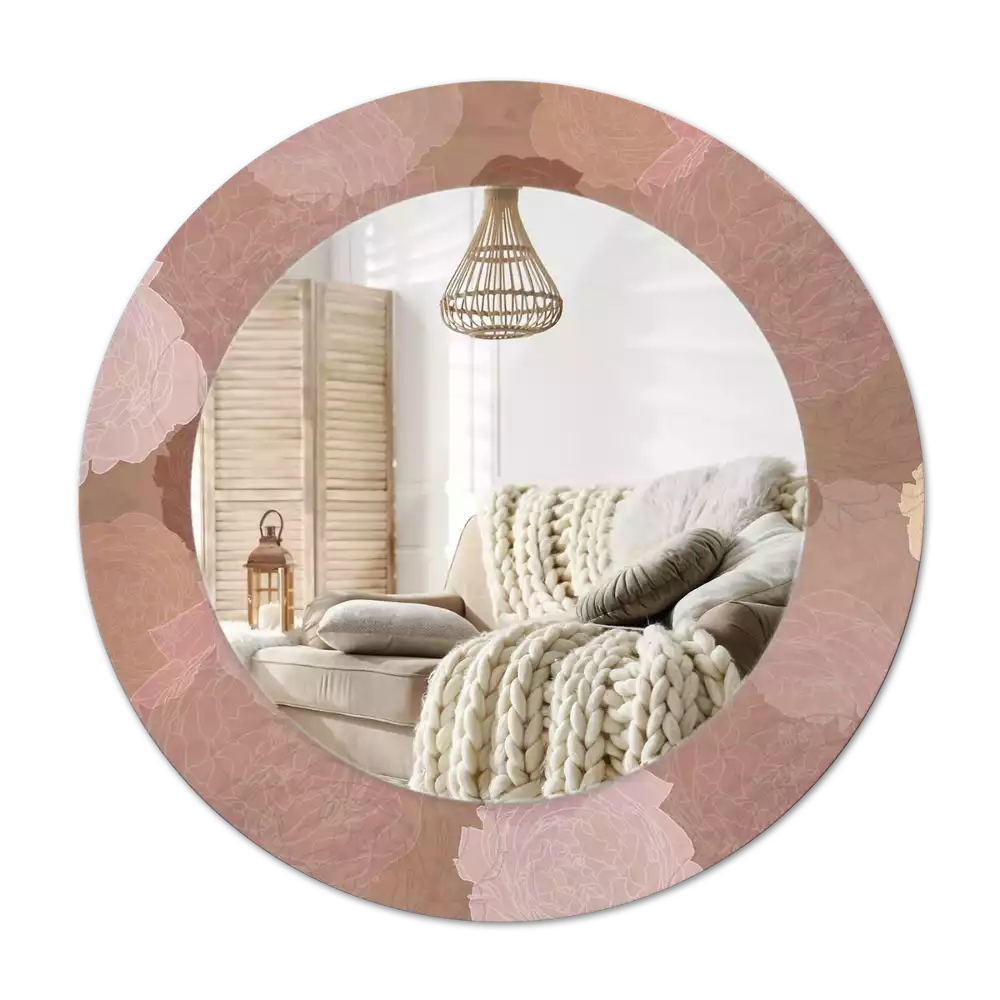 Espelho decorativo redondo Composição de rosas