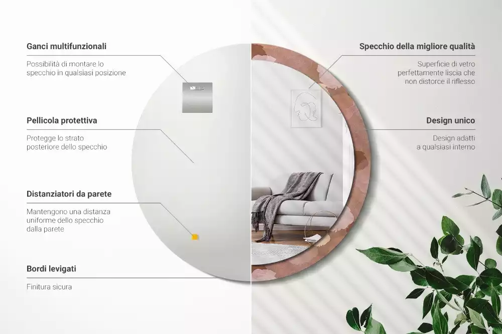 Espelho decorativo redondo Composição de rosas