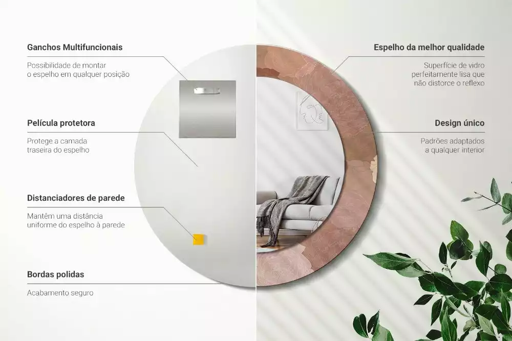 Espelho decorativo redondo Composição de rosas