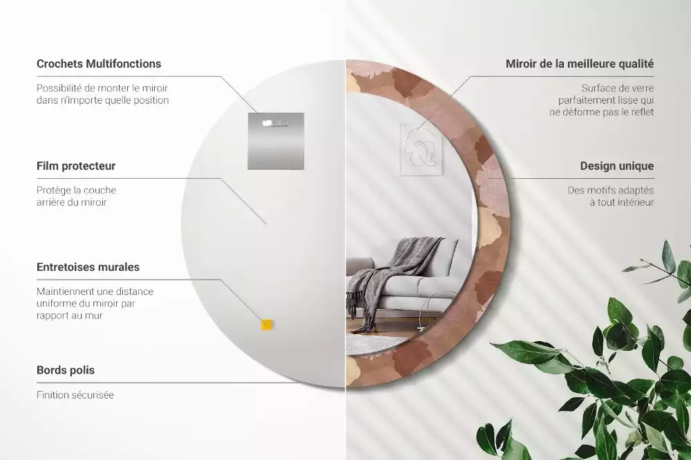 Espelho decorativo redondo Composição de rosas