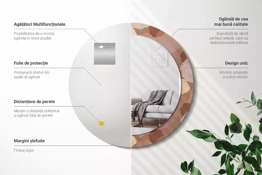 Espelho decorativo redondo Composição de rosas