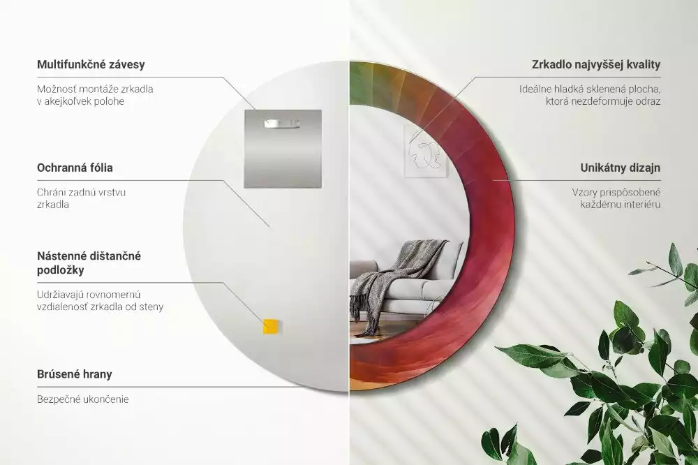 Espelho redondo decorativo Paleta de cores