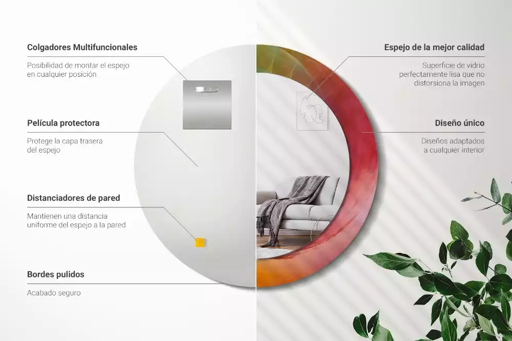 Espelho redondo decorativo Paleta de cores