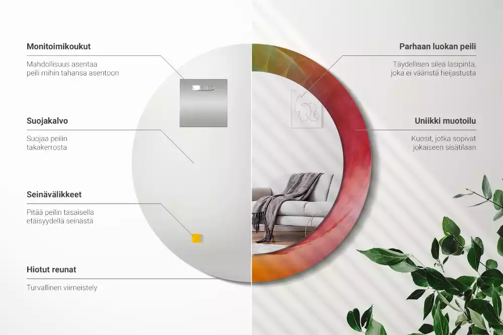 Espelho redondo decorativo Paleta de cores