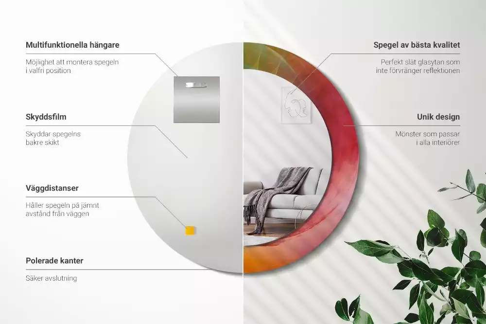 Espelho redondo decorativo Paleta de cores