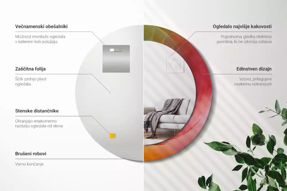 Espelho redondo decorativo Paleta de cores