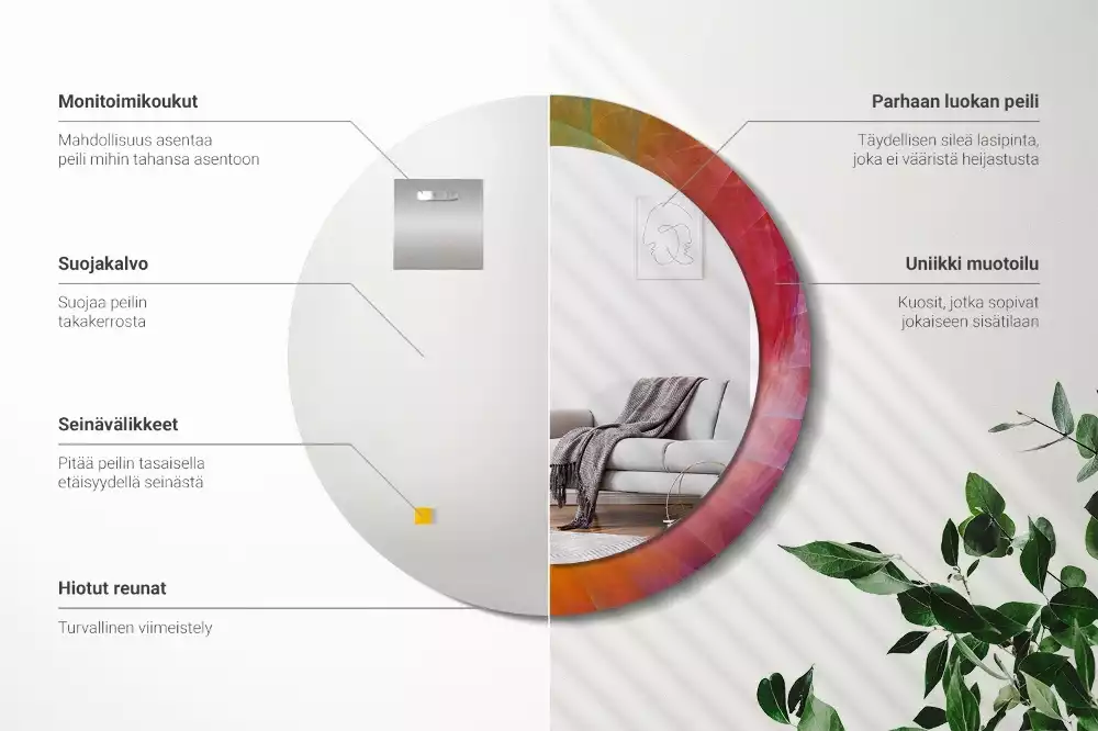 Espelho redondo decorativo Paleta de cores