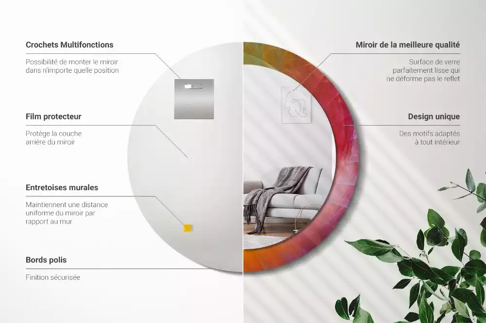 Espelho redondo decorativo Paleta de cores