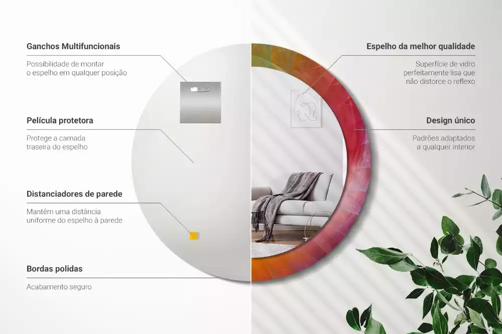 Espelho redondo decorativo Paleta de cores