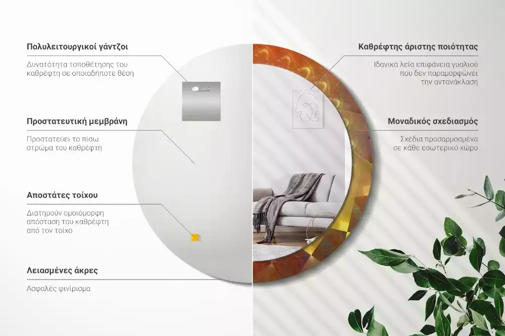 Espelho decorativo redondo Abstração espiral