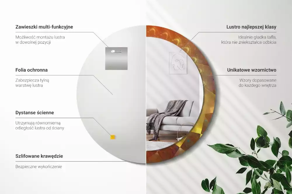 Espelho decorativo redondo Abstração espiral