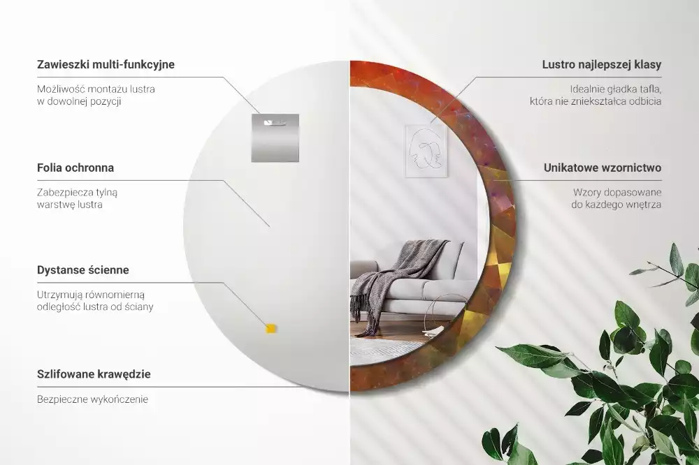 Espelho decorativo redondo Abstração espiral