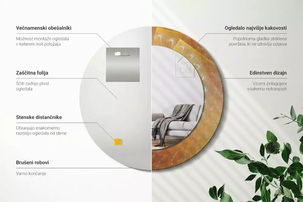 Espelho decorativo redondo Abstração espiral