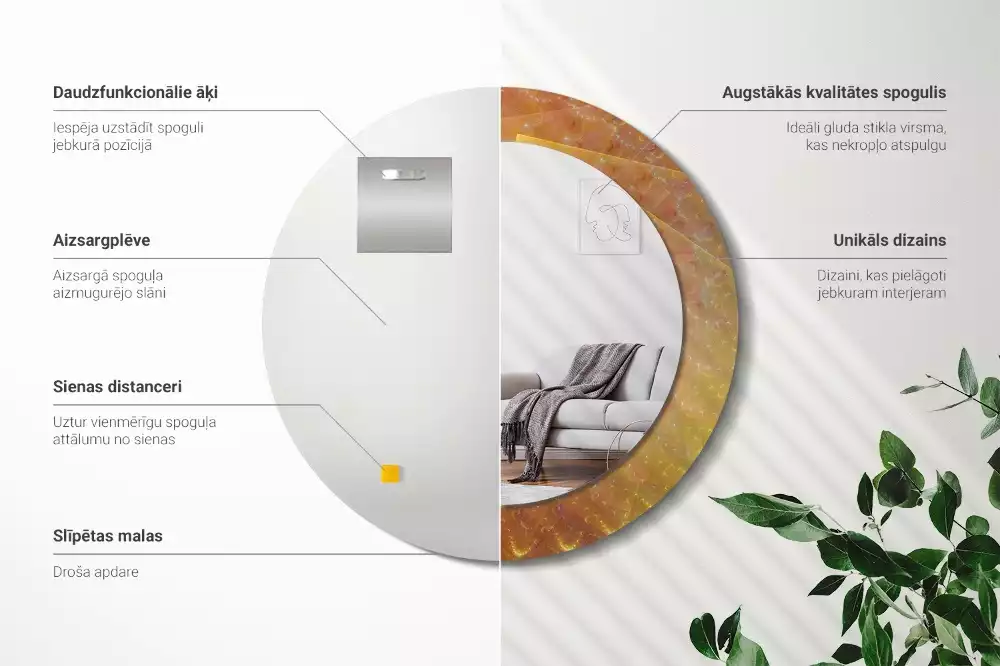 Espelho decorativo redondo Abstração espiral