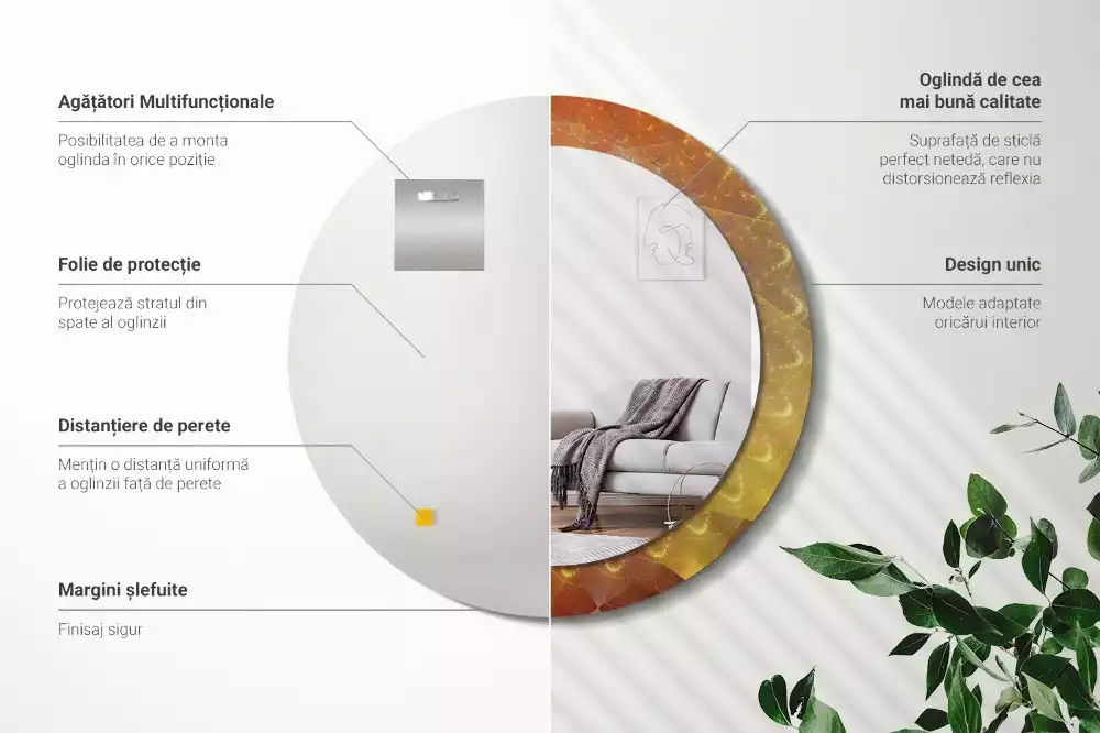 Espelho decorativo redondo Abstração espiral