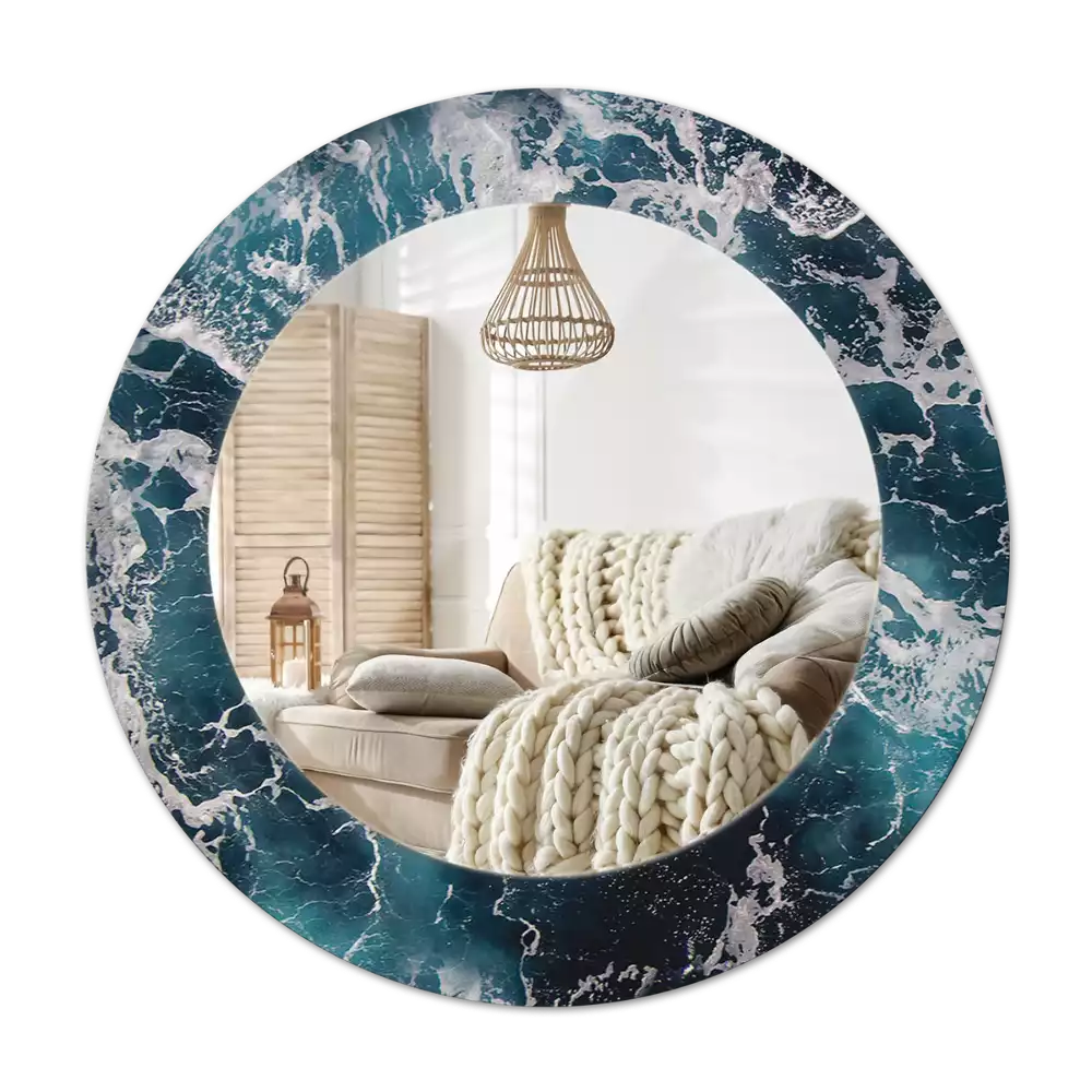 Espelho decorativo redondo Mar tempestuoso