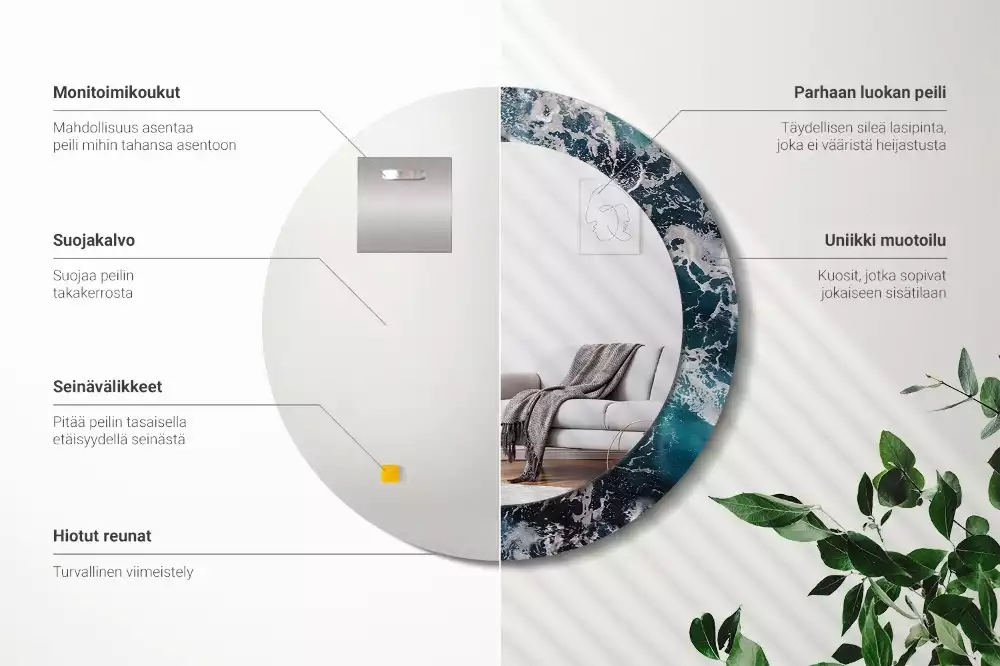 Espelho decorativo redondo Mar tempestuoso