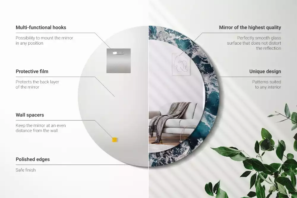 Espelho decorativo redondo Mar tempestuoso