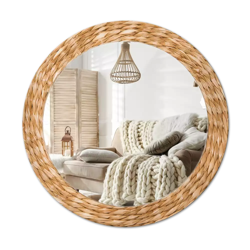 Espelho decorativo redondo Padrão de vime