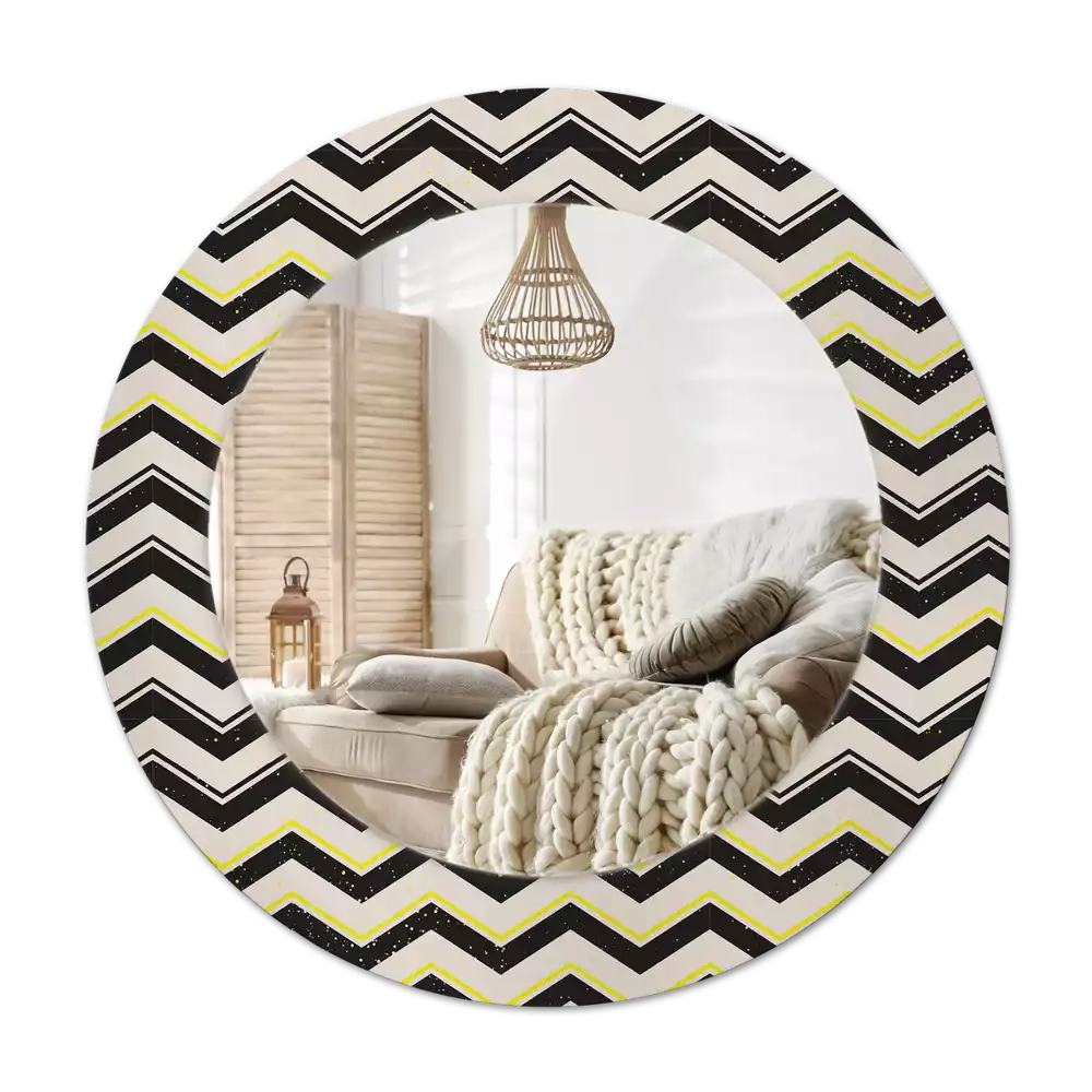 Espelho decorativo redondo Padrão em ziguezague