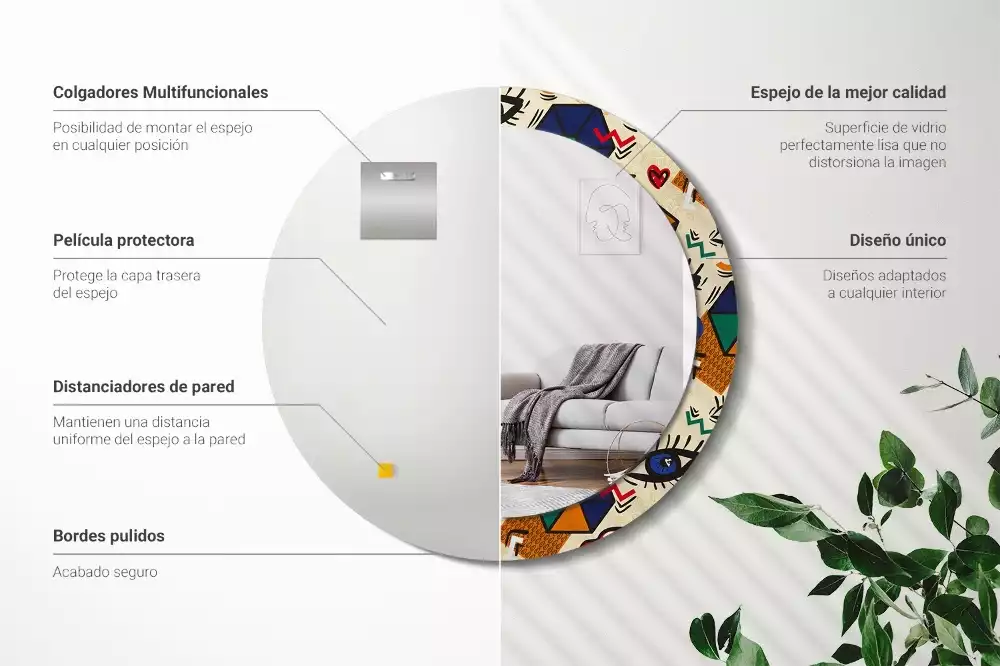 Espelho decorativo Redondo Estilo pop art