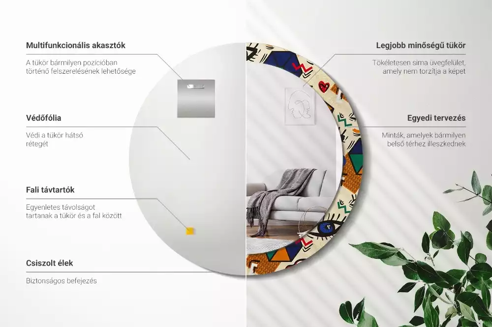 Espelho decorativo Redondo Estilo pop art