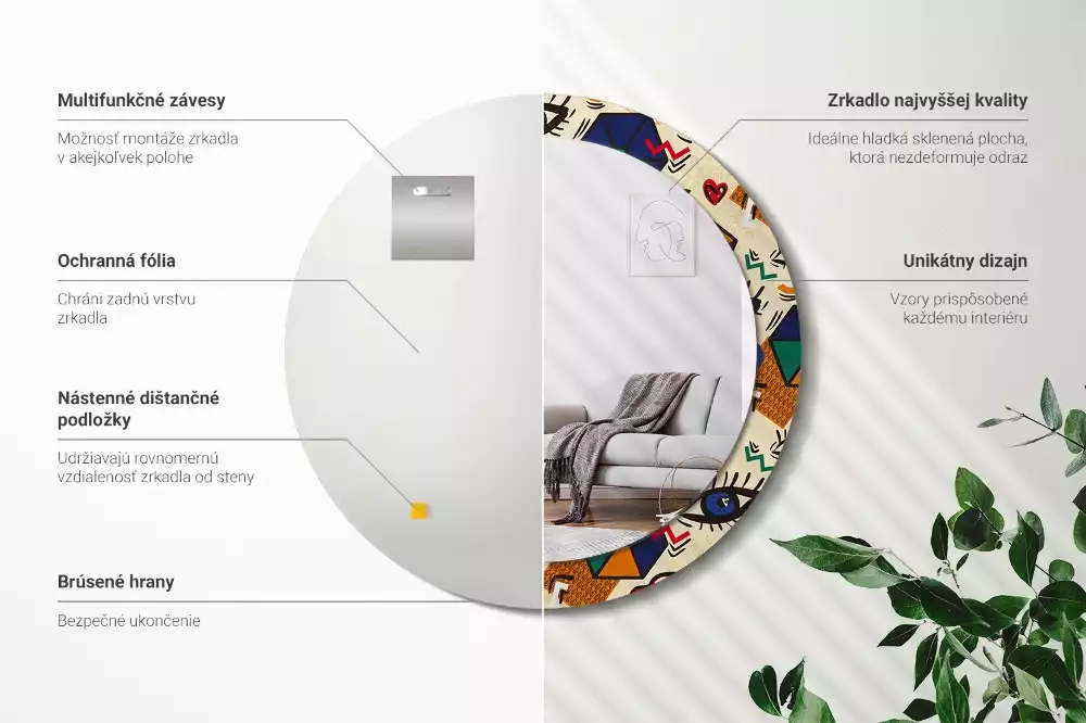 Espelho decorativo Redondo Estilo pop art