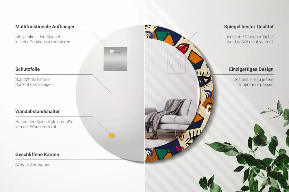 Espelho decorativo Redondo Estilo pop art