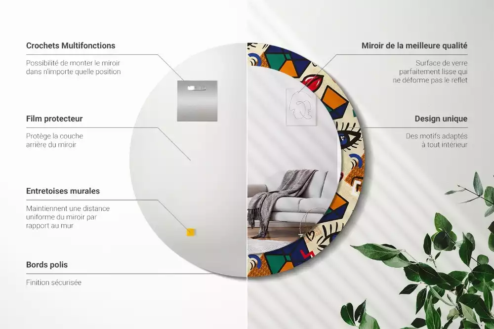 Espelho decorativo Redondo Estilo pop art