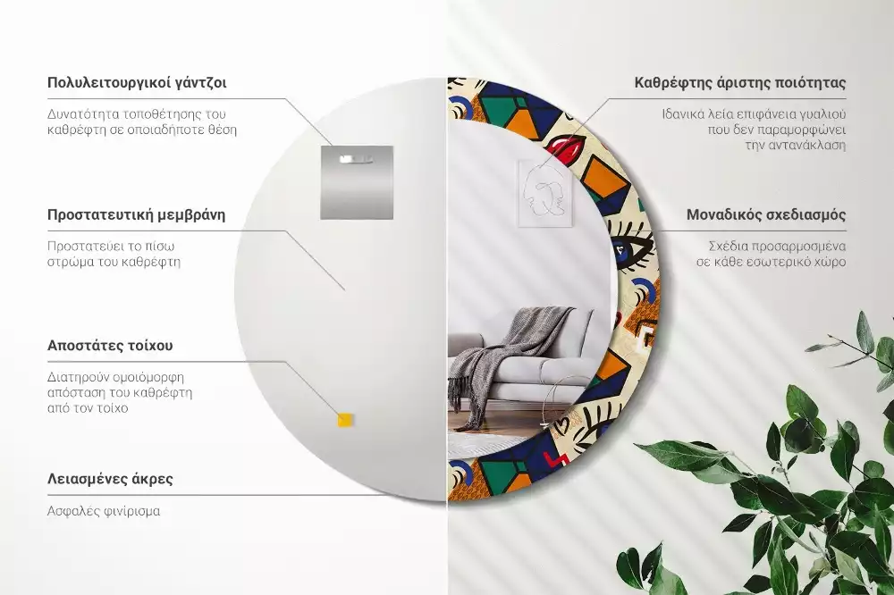 Espelho decorativo Redondo Estilo pop art