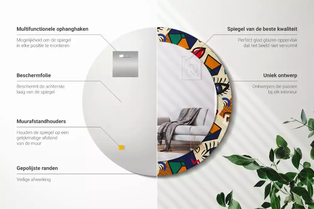 Espelho decorativo Redondo Estilo pop art