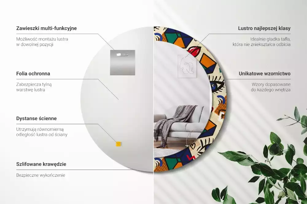 Espelho decorativo Redondo Estilo pop art