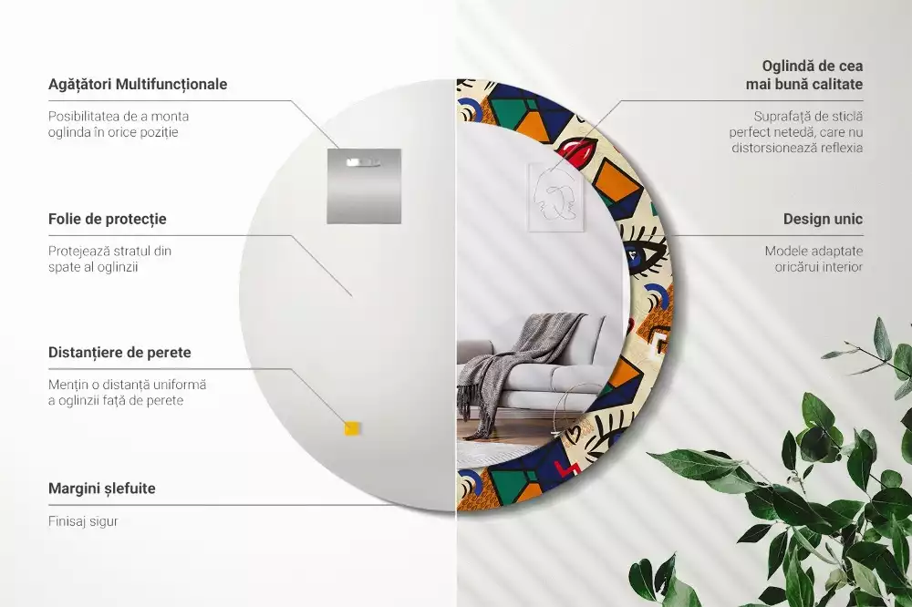 Espelho decorativo Redondo Estilo pop art