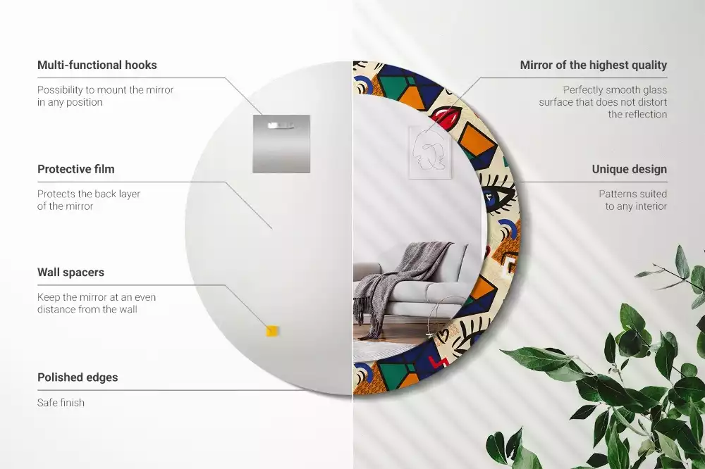 Espelho decorativo Redondo Estilo pop art