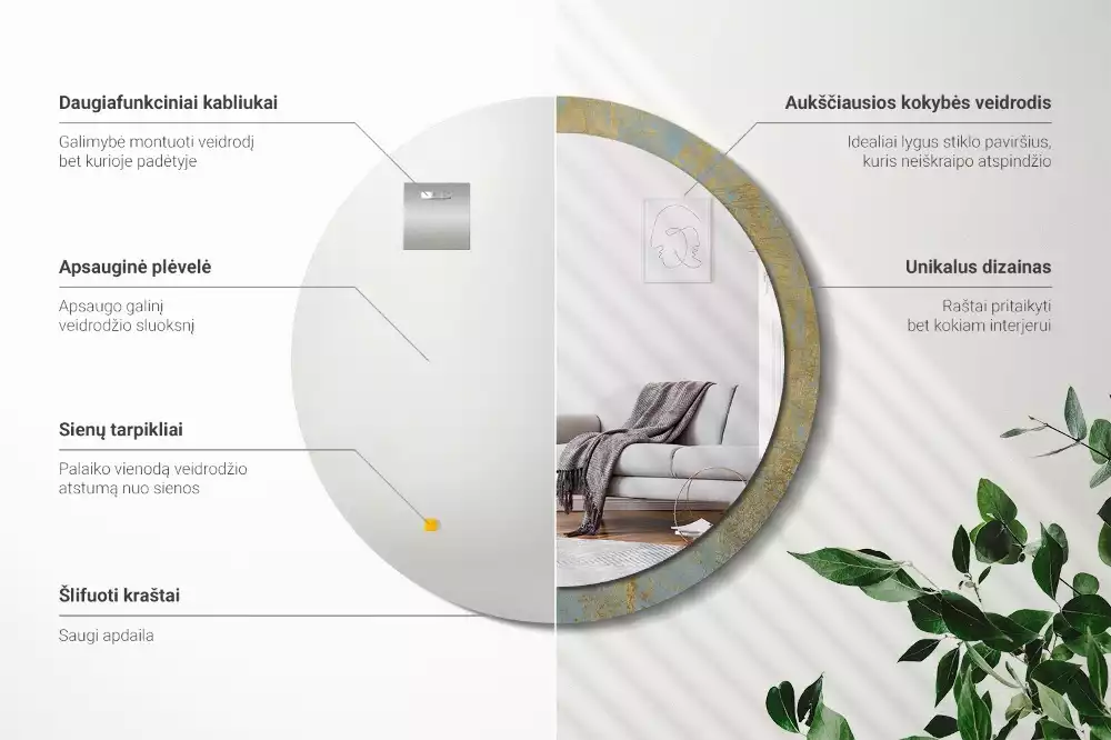 Espelho decorativo redondo Padrão de loft