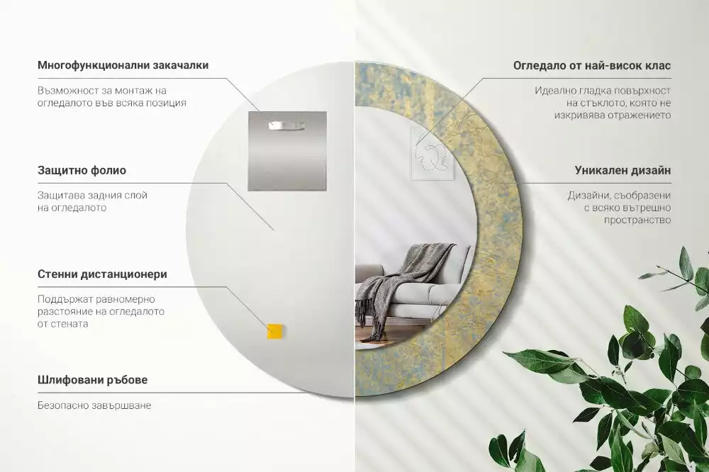 Espelho decorativo redondo Padrão de loft