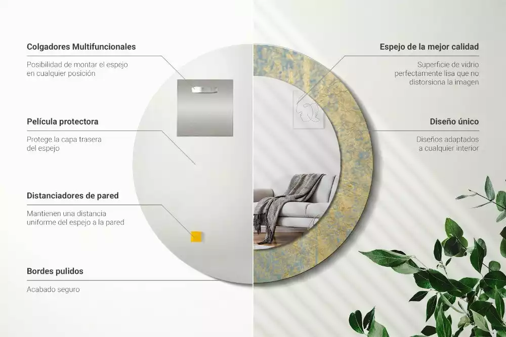 Espelho decorativo redondo Padrão de loft