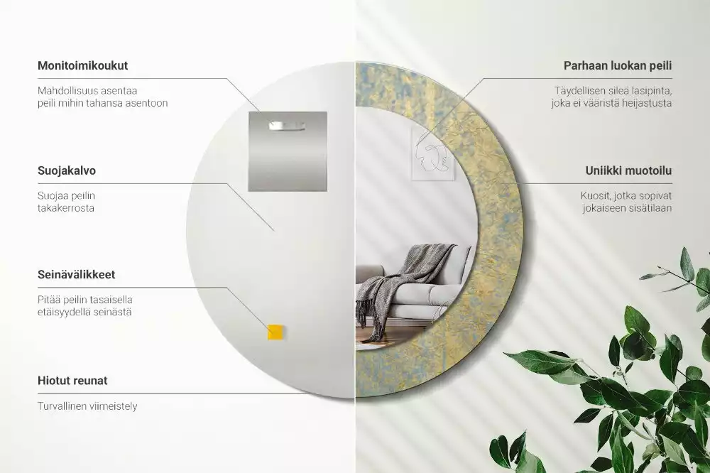 Espelho decorativo redondo Padrão de loft