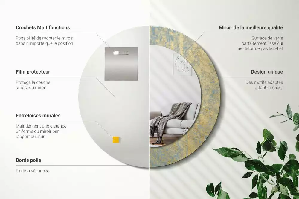 Espelho decorativo redondo Padrão de loft