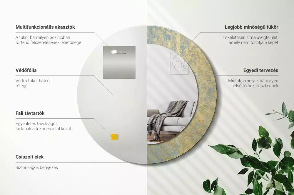 Espelho decorativo redondo Padrão de loft