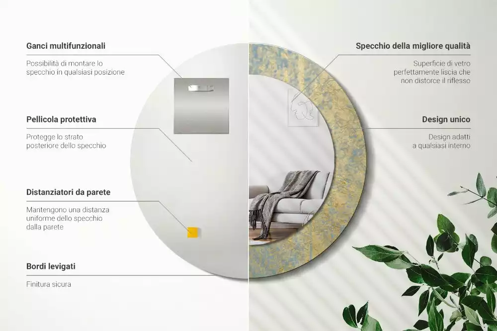 Espelho decorativo redondo Padrão de loft