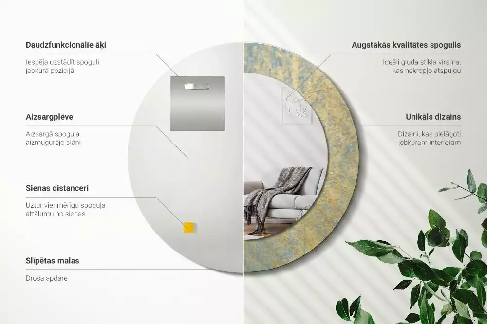 Espelho decorativo redondo Padrão de loft