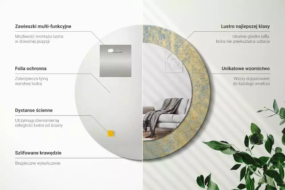 Espelho decorativo redondo Padrão de loft